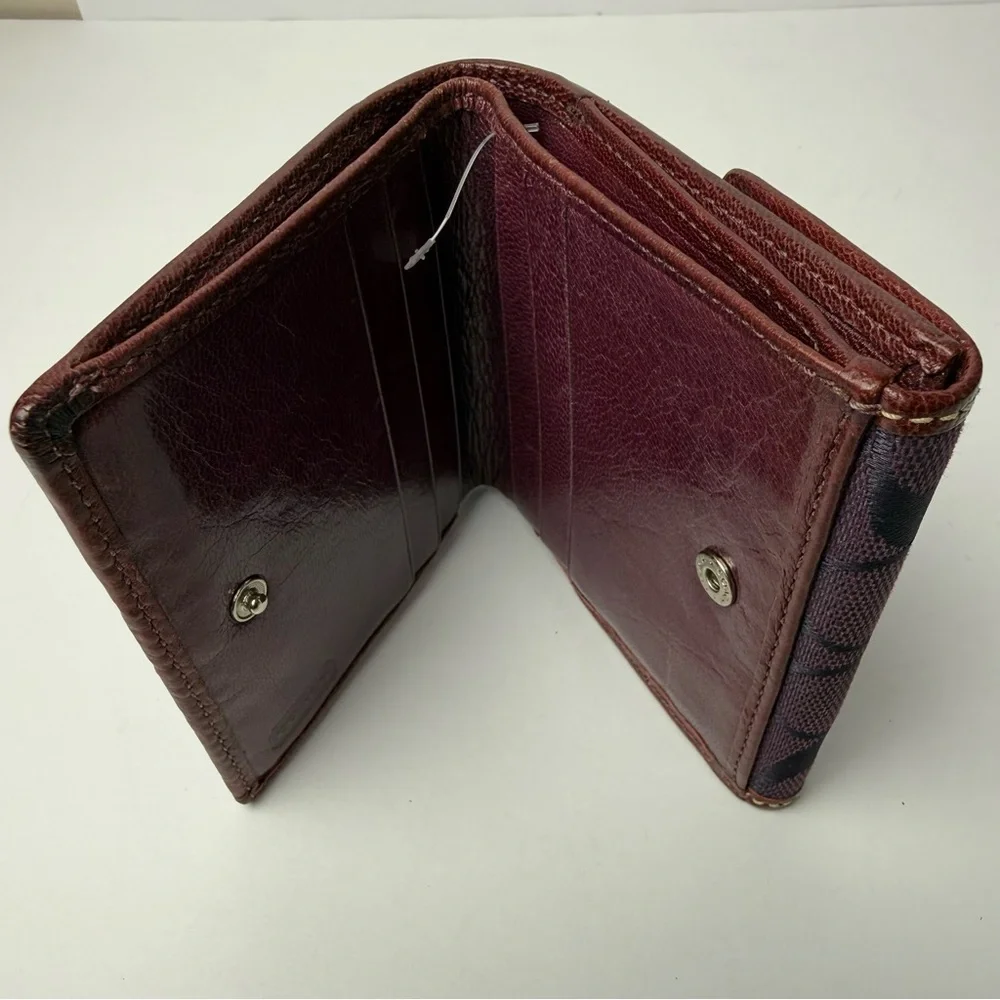 Coach Burgundy and Brown Men's Wallet
